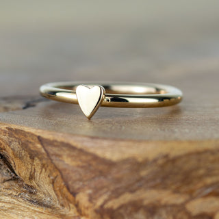 Lunar Solid Yellow Gold Heart Ring