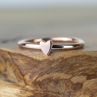 Lunar Solid Rose Gold Heart Ring