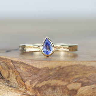 Alice - Tanzanite Teardrop Gold Storybook Ring