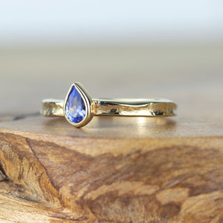 Alice - Tanzanite Teardrop Gold Storybook Ring