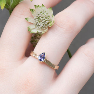 Alice - Tanzanite Teardrop Gold Storybook Ring