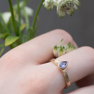 Alice - Tanzanite Teardrop Gold Storybook Ring