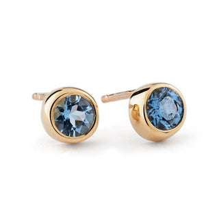 Aquamarine Gold Solitaire Stud Earrings