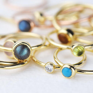 6mm Labradorite Solid Gold Stacking Ring